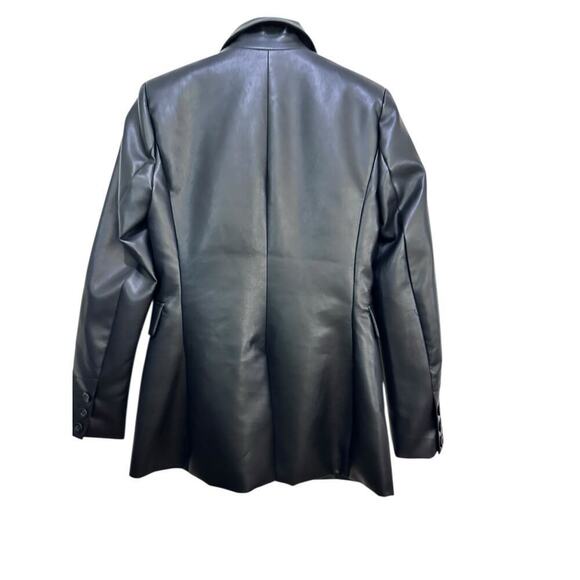 CAbi #4495 Women's Black James Faux Leather Blazer Jacket Size Medium - Picture 4 of 8